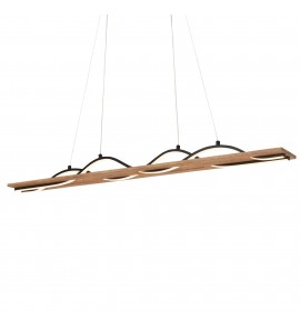 VINKA LED piekarināmā lampa, viļņveida, koka dekors, melna