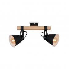Briloner Talle spot lampa, regulējams, koks, 2x E27, melns