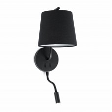 Sienas lampa ar lasīšanas lampiņu BERNI, 1 x E27 max. 20W + 3W LED, melna/balta/matēta niķeļa - FARO - 293xx Sienas lampa ar lasīšanas lampiņu BERNI, 1 x E27 max. 20W + 3W LED, melna/balta/matēta niķeļa - FARO - 293xx